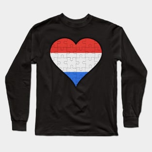 Dutch Jigsaw Puzzle Heart Design - Gift for Dutch With Netherlands Roots Long Sleeve T-Shirt